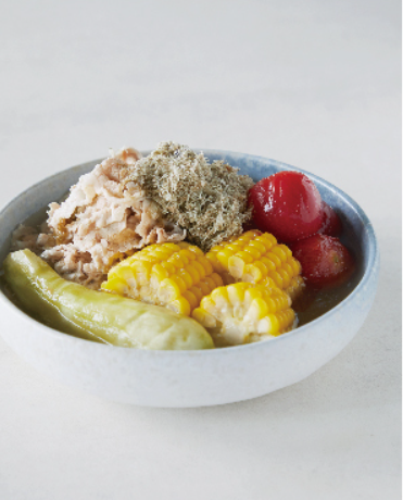 豚しゃぶと夏野菜の冷たいだし浸し